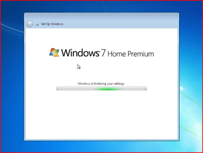 Windows 7 Setup Screen, Finalizing